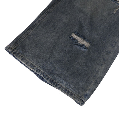 Washed Damage Wide Leg Denim Jeans WN26087