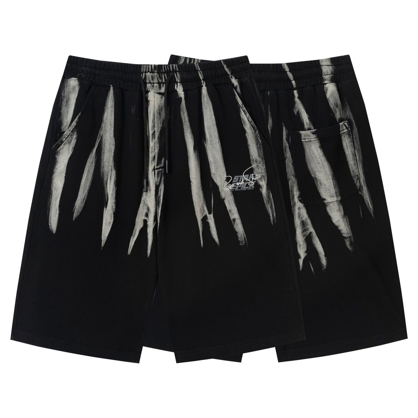 Drawstring Wash Tie-Dye Damage Half Sweatpants WN25589