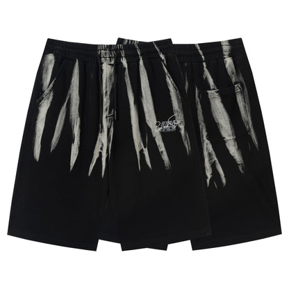 Drawstring Wash Tie-Dye Damage Half Sweatpants WN25589