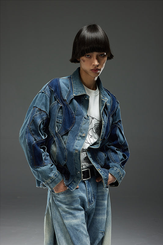 Patchwork Damage Denim Jacket WN13719