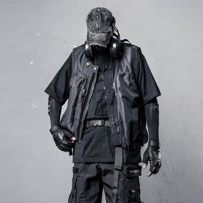 Functional Zipper Multi-Pocket Sleeveless Vest WN22520