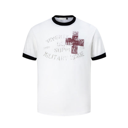 Cross Letter Print Short Sleeve T-Shirt WN24284