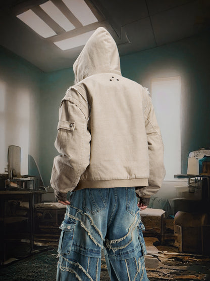 Heavyweight Washed Deconstructed Patchwork Puffer Jacket WN22751