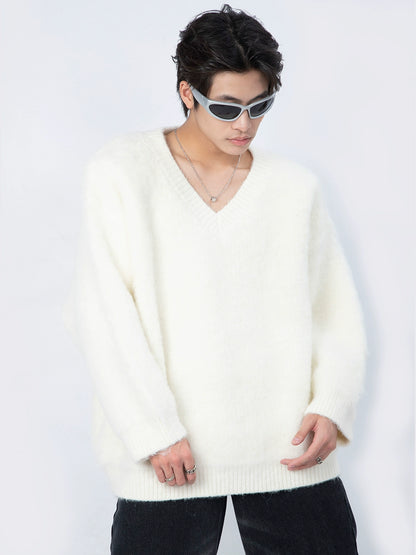 Oversize Pullover V-neck Knit Sweater WN9372