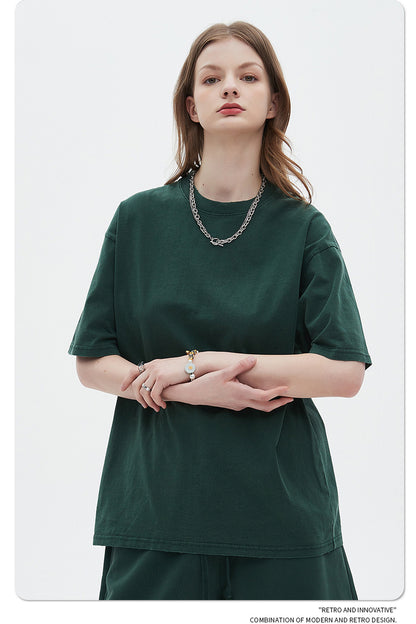 Washed Dyed Oversize Damage Short-sleeve T-shirt & Short Sweatpants Setup WN6630-K