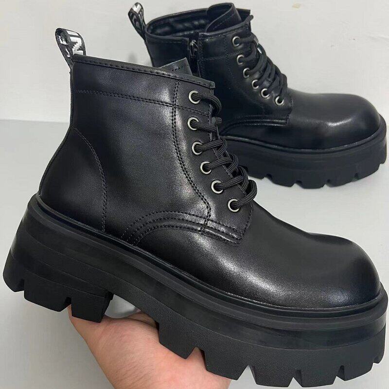 Chunky Lug Sole Platform Lace-Up Zipper Boots WN24547