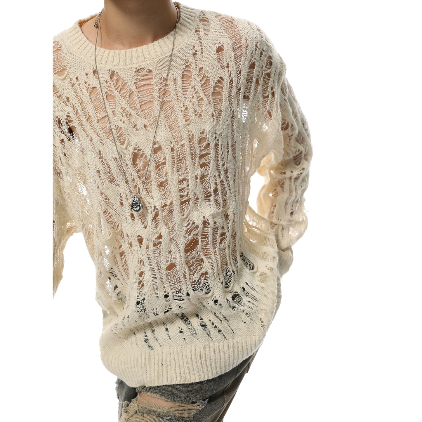 Oversize Hollow Hole Knit Sweater WN7096