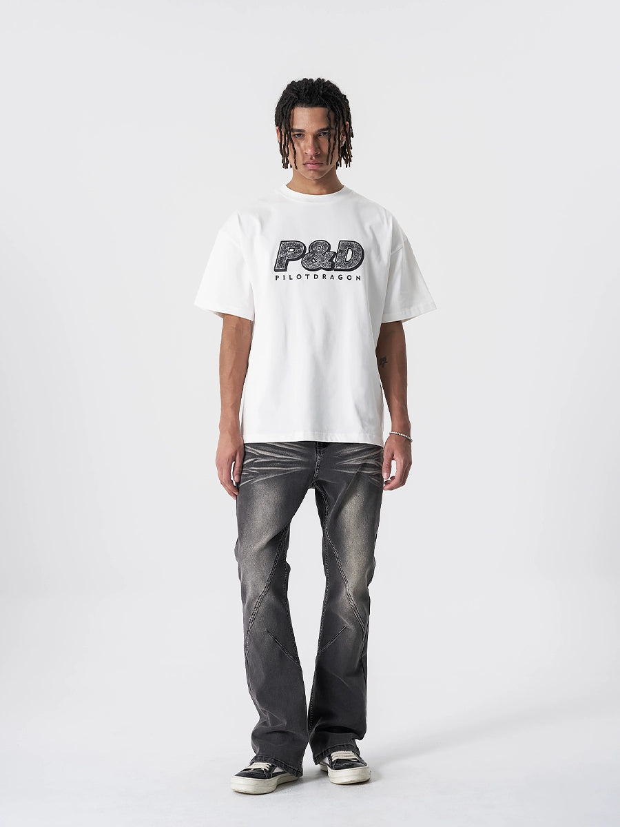 Washed Logo Print Oversize Short Sleeve T-Shirt WN17507