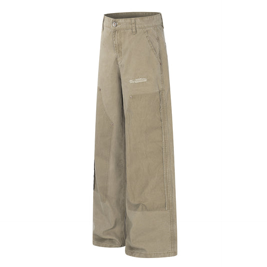 Damage Patchwork Wide Leg Cargo Pants WN26162