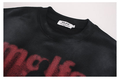 Waffle Faded Letter Print Short Sleeve T-Shirt WN26478
