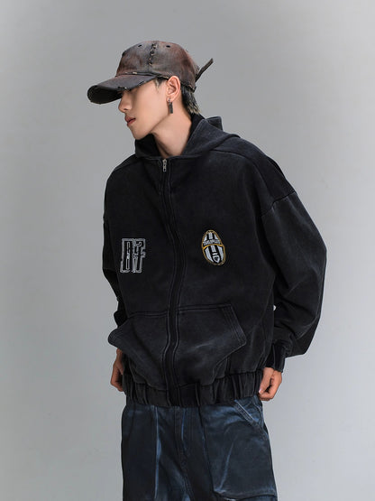 Washed Oversize Zipper Hoodie WN8434