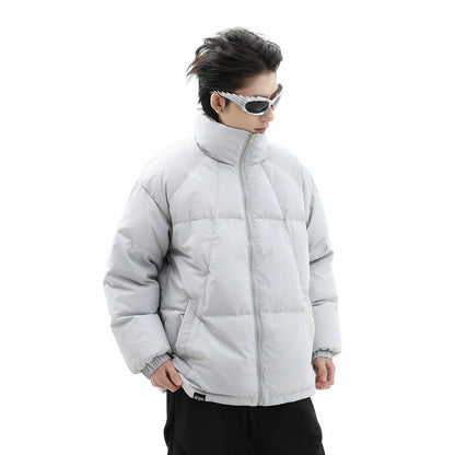 Oversize White Duck Down Standing-Collar Puffer Jacket WN10293