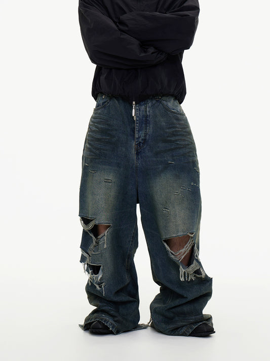 Rip Cut Damage Denim Jeans WN16939