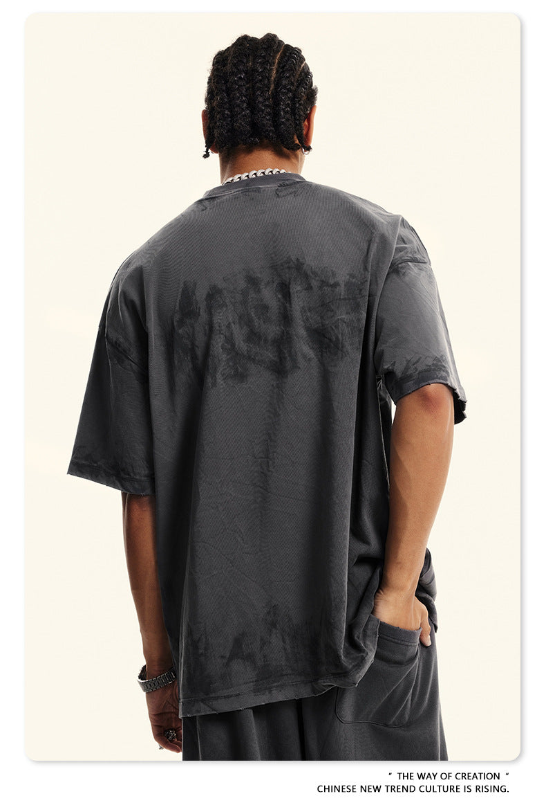 Washed Damage Oversize Heavyweight Short Sleeve T-Shirt WN6072