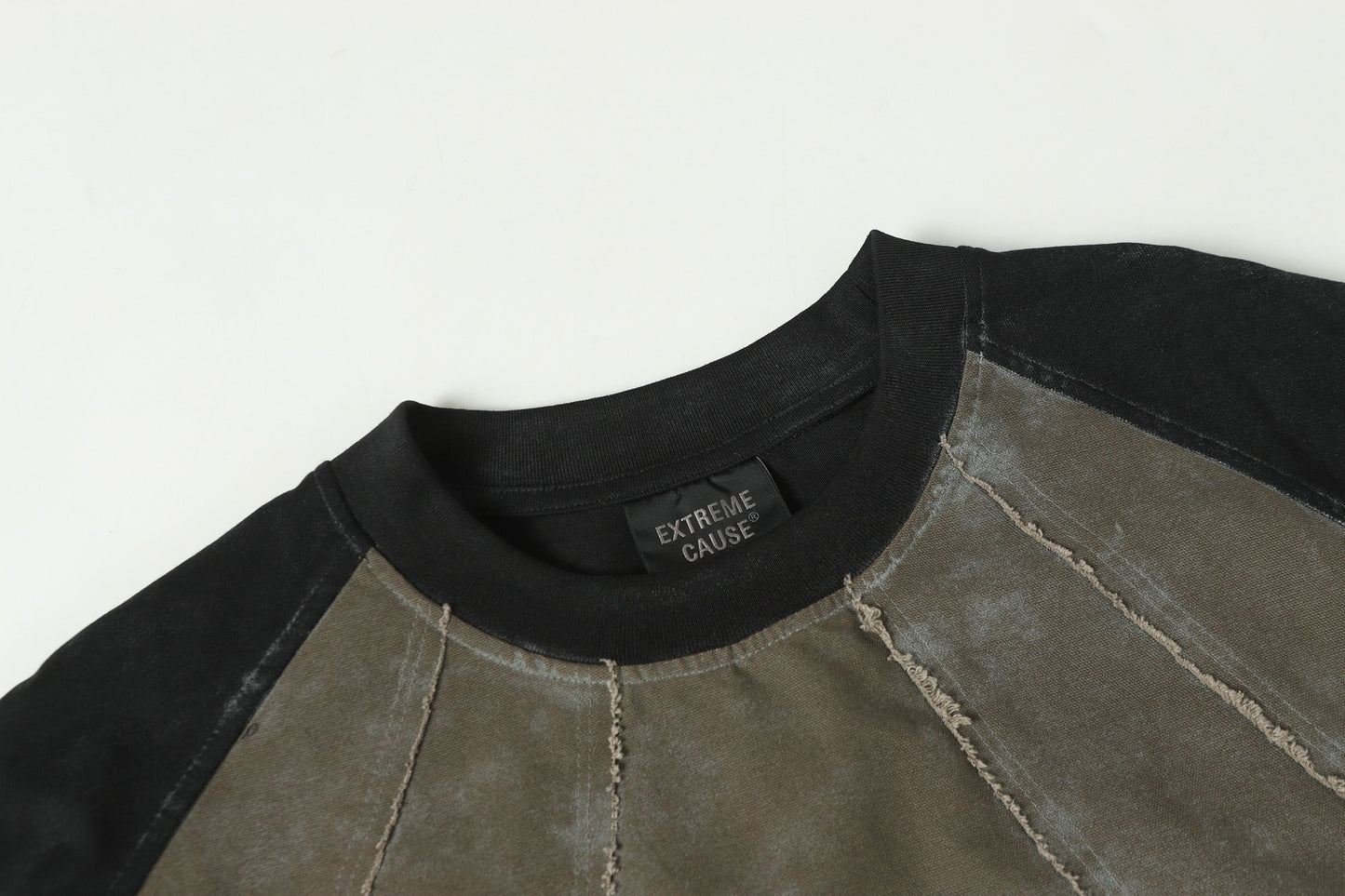 Washed Raw-Edge Splice Short Sleeve T-Shirt WN25743