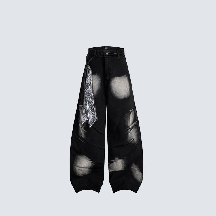 Spray Paint Gradient Wide Leg Denim Jeans WN28063