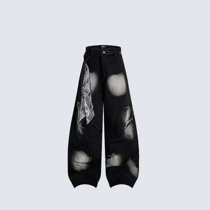 Spray Paint Gradient Wide Leg Denim Jeans WN28063
