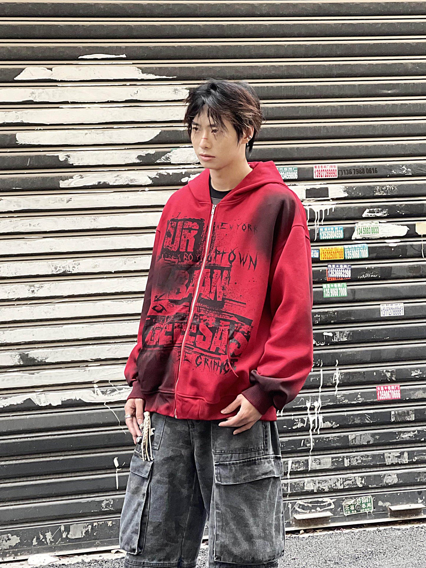 Tie-Dye Damage Heavyweight Oversize Zipper Hoodie WN24275