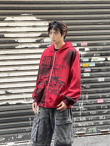 Tie-Dye Damage Heavyweight Oversize Zipper Hoodie WN24275