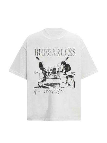 Washed Band Digital Print Oversize Short Sleeve T-Shirt WN26324