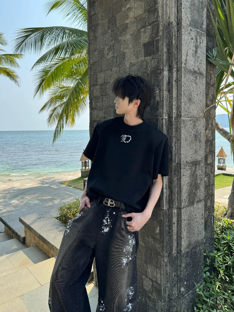 Pearl Embroidery Heavyweight Short Sleeve T-Shirt WN20742