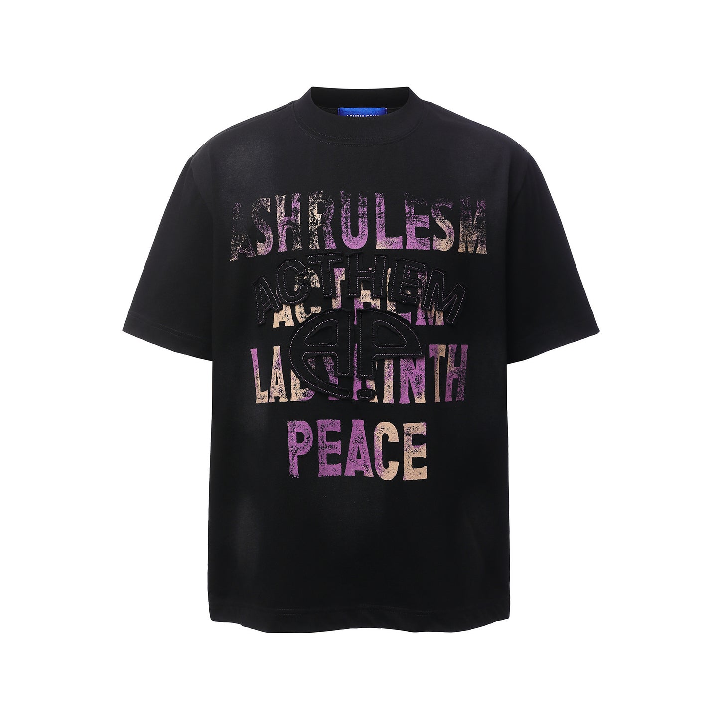 Dirty Dye Letter Print Short Sleeve T-Shirt WN25463