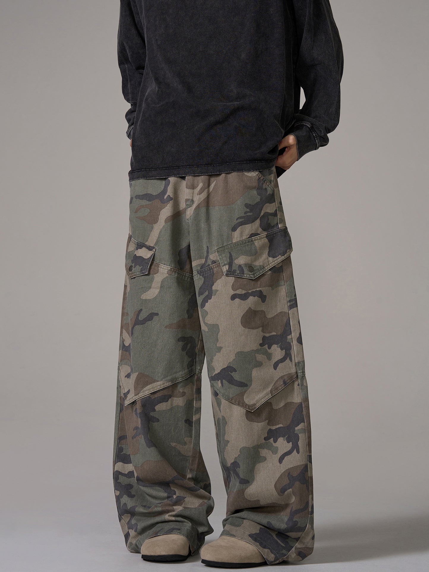 Camouflage Wide-Leg Pants WN10637