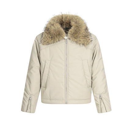 Fake Fur Collar Short Zipper Jacket WN21886