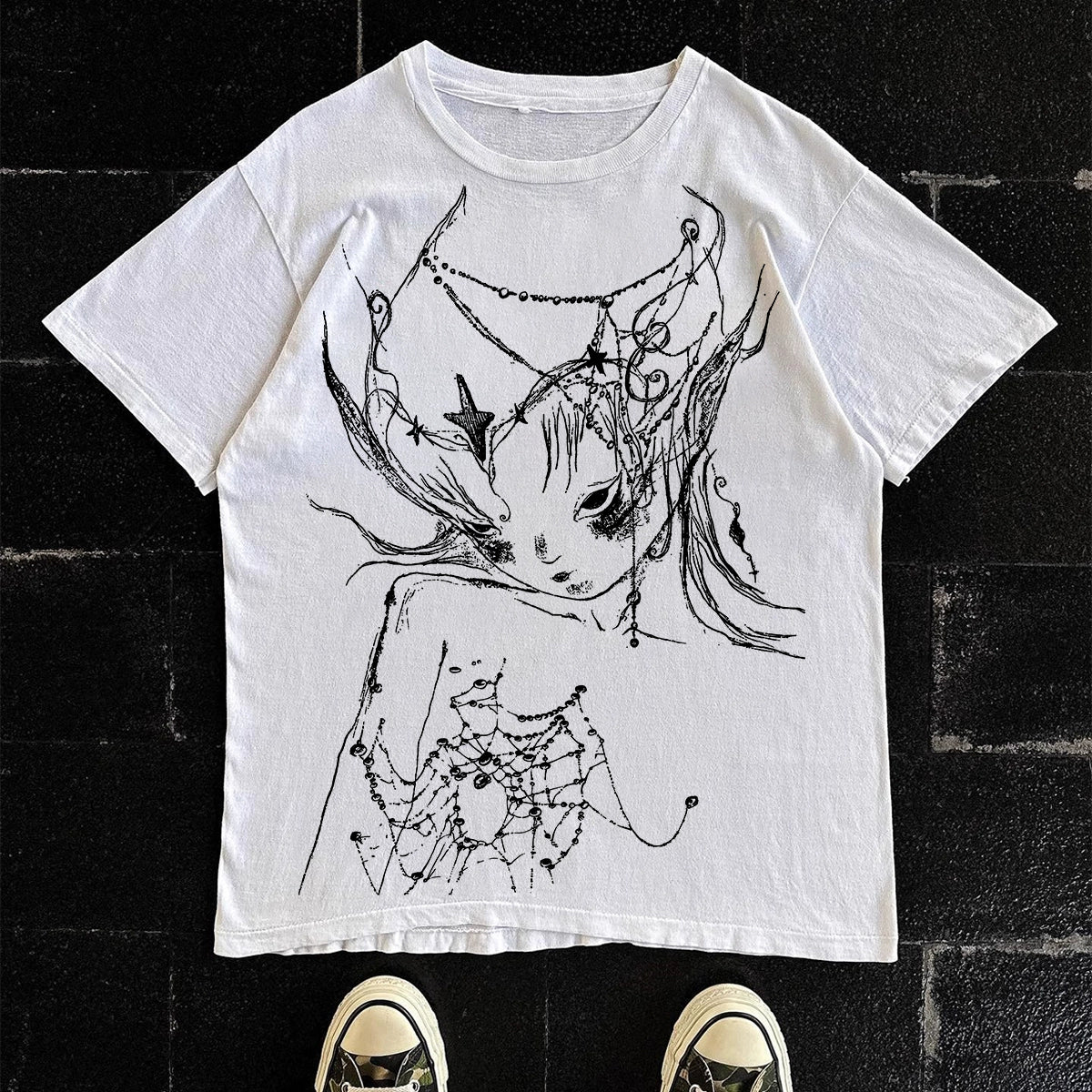 Graffiti Print Oversize Short Sleeve T-Shirt WN16711