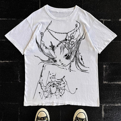 Graffiti Print Oversize Short Sleeve T-Shirt WN16711