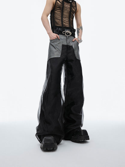 Double Layered Mesh Flare Trousers WN6475