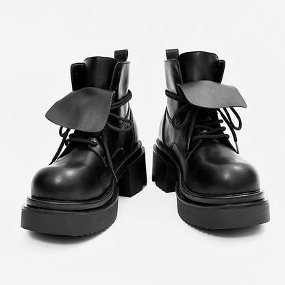 Chunky Platform Lace-Up Flap Boots WN24518