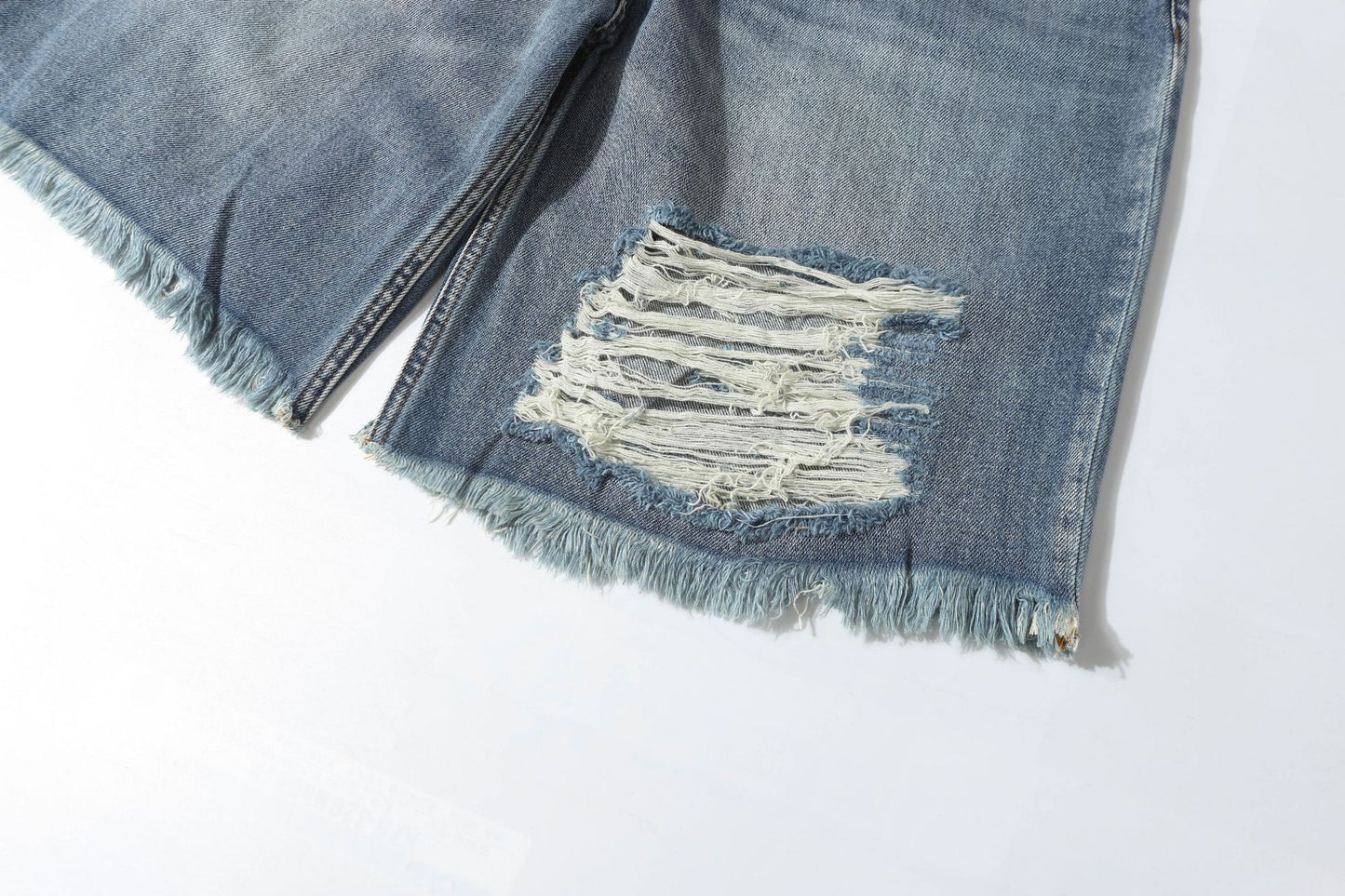 Washed Damage Denim Half Jeans WN26149