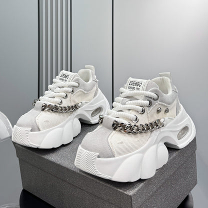 Denim Chain Studs Chunky Sole Sneakers WN24582