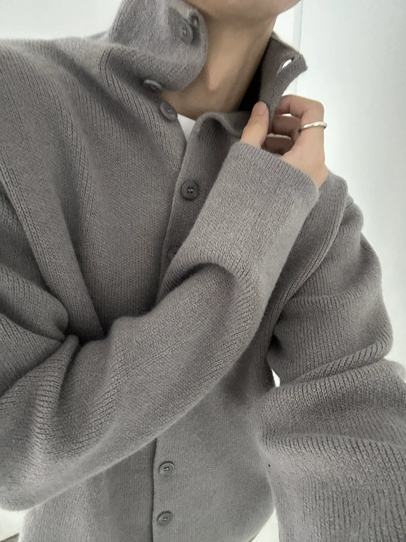 Button Stand-Neck Knit Cardigan WN21634