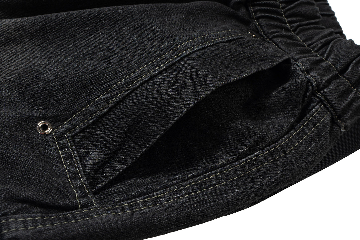 Drawstring Cargo Damage Denim Half Jeans WN25525