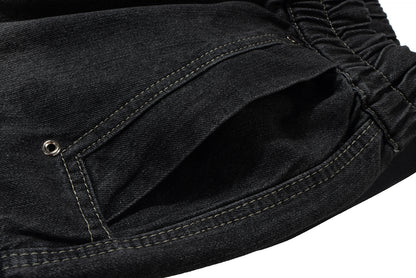 Drawstring Cargo Damage Denim Half Jeans WN25525