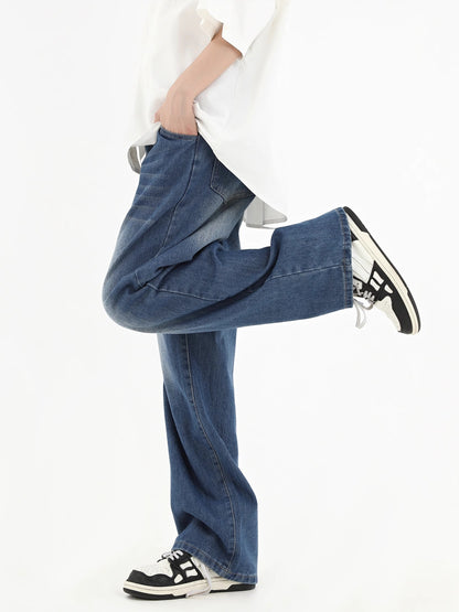 Washed Wide-Leg Straight Cargo Denim Jeans WN7222