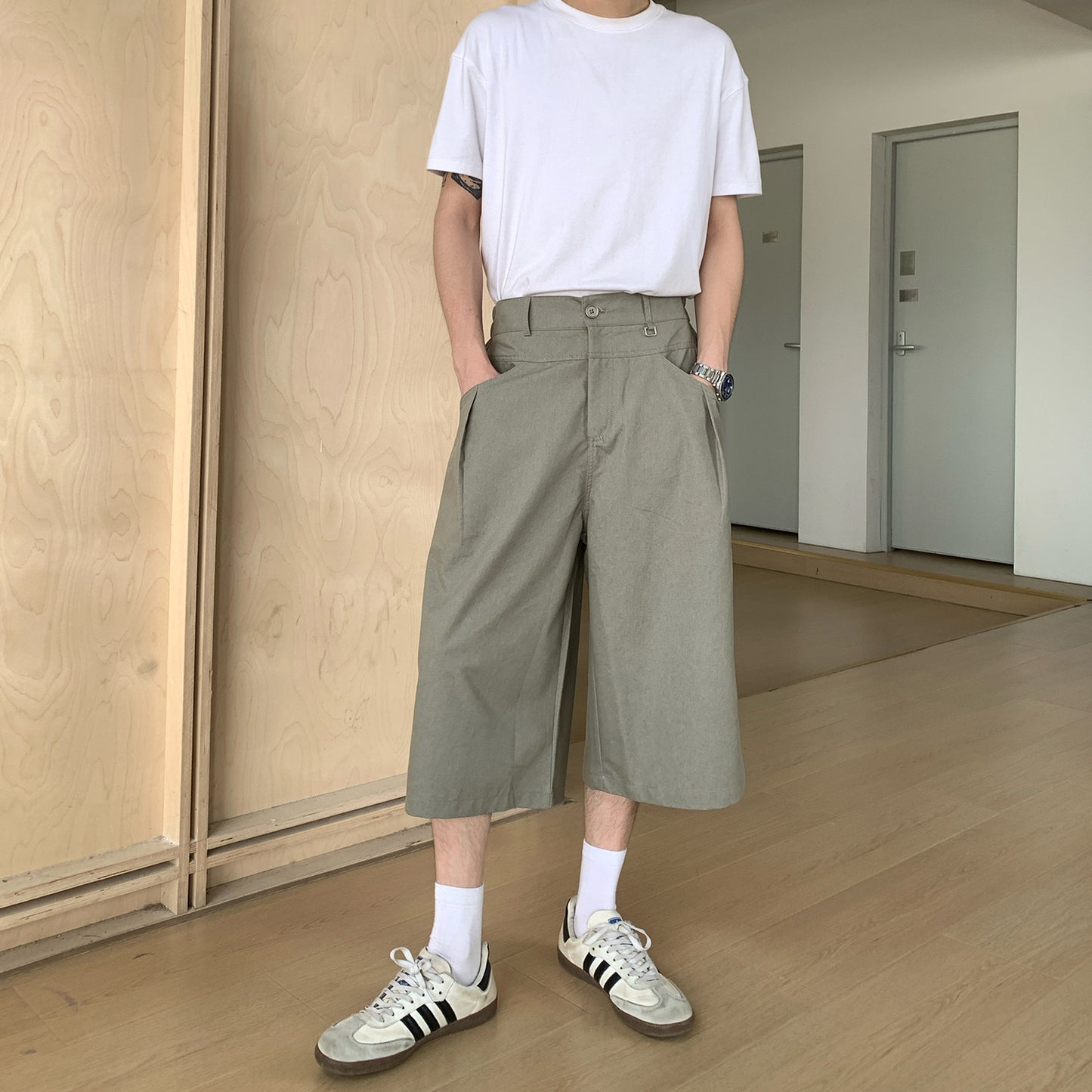 Buckle Wide Cropped Pants WN24998