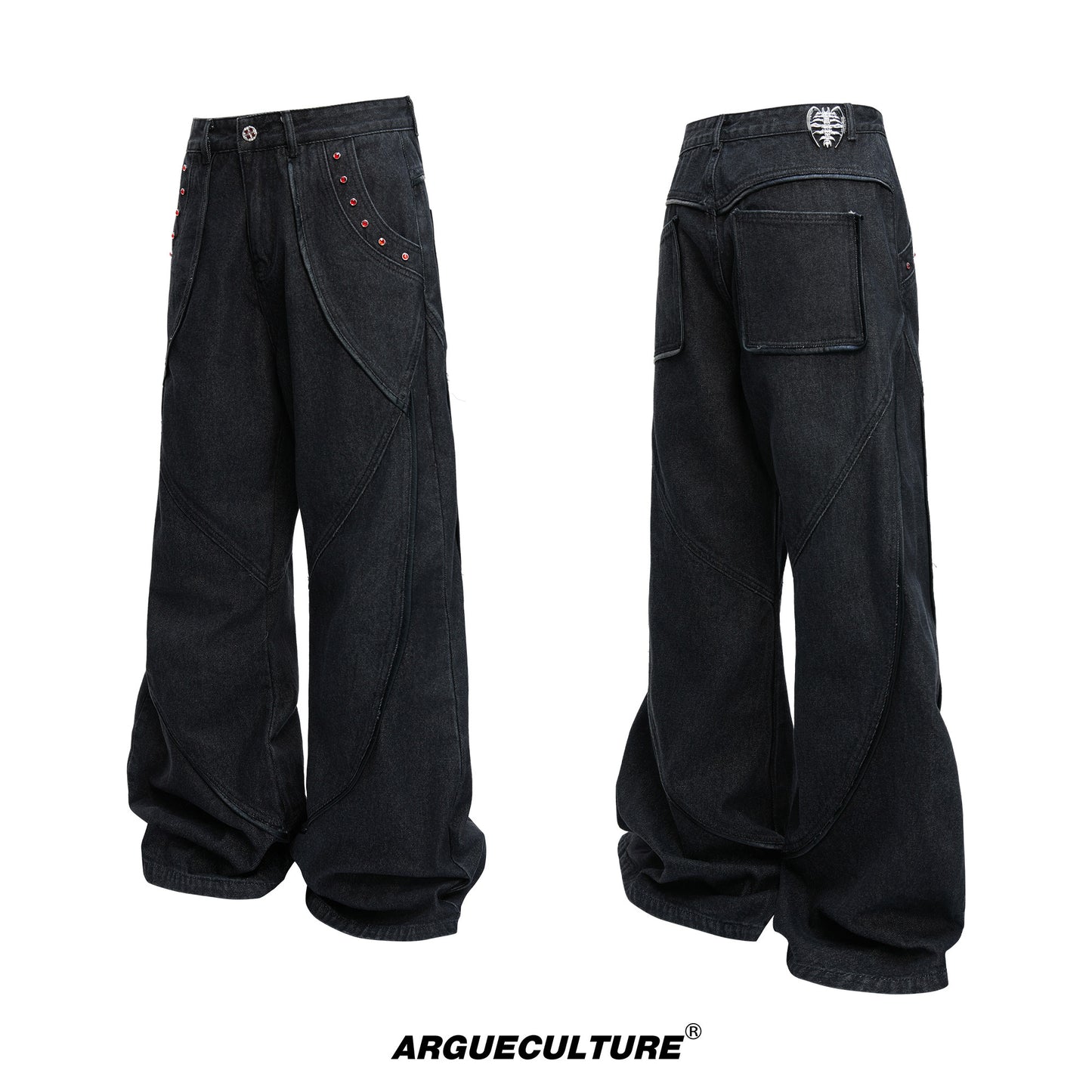 Diamond Distressed Washed Bootcut Denim Jeans WN22665