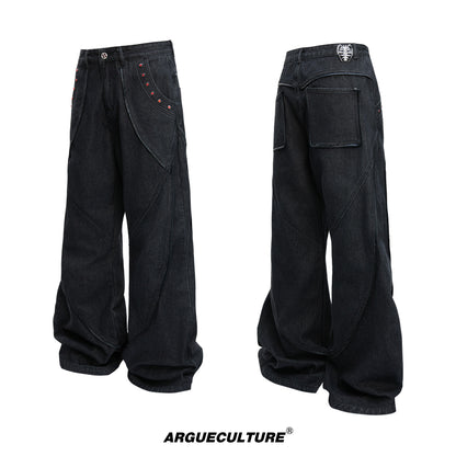 Diamond Distressed Washed Bootcut Denim Jeans WN22665