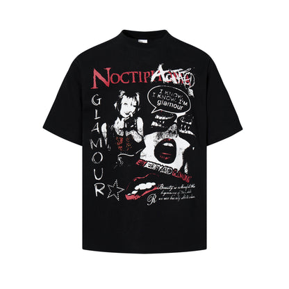 Waffle Graphic Letter Print Short Sleeve T-Shirt WN25771