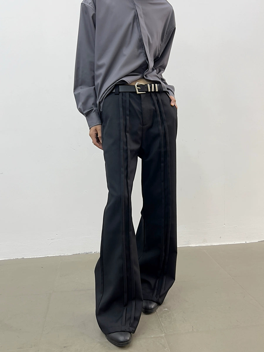 Double Pleats Design High Waist Straight Long Trousers WN7356