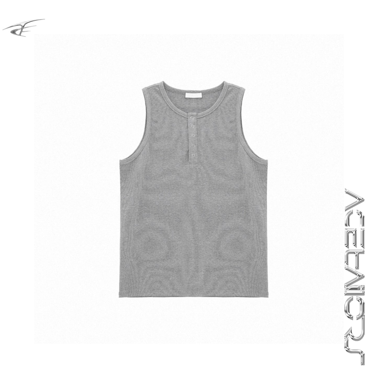 Button Detail Henley Neck Sleeveless T-Shirt WN20083
