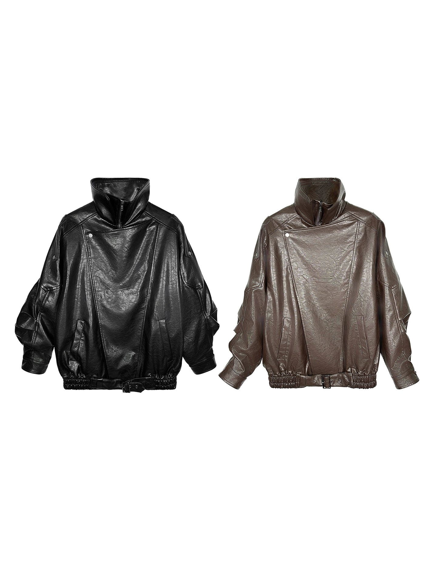 Standing-Collar PU Leather Jacket WN21195