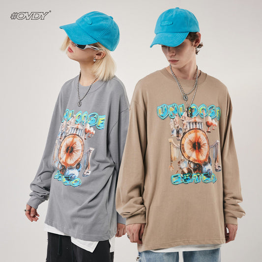 Clock Graphic Oversize Long Sleeve T-Shirt WN12548