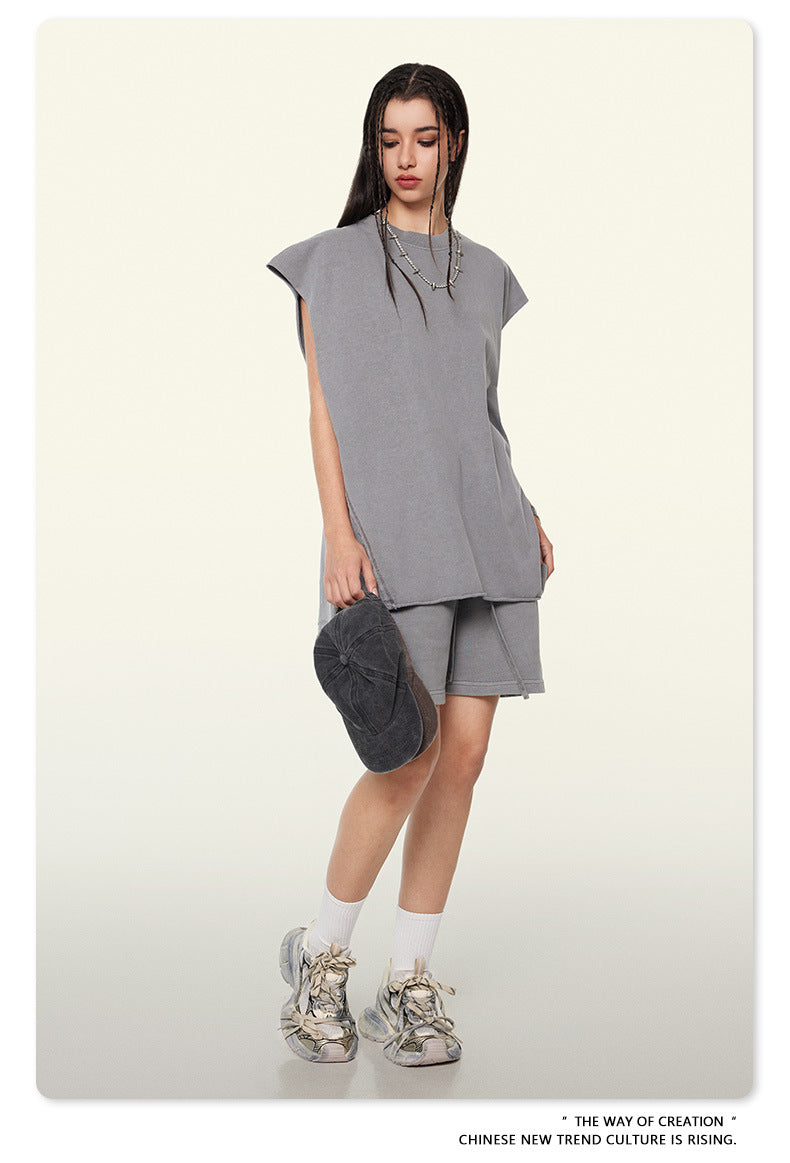Washed Oversize Sleeveless T-Shirt WN6069