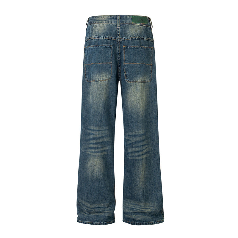 Whisker Lave Jeans de mezclilla recta de baja altura WN11576