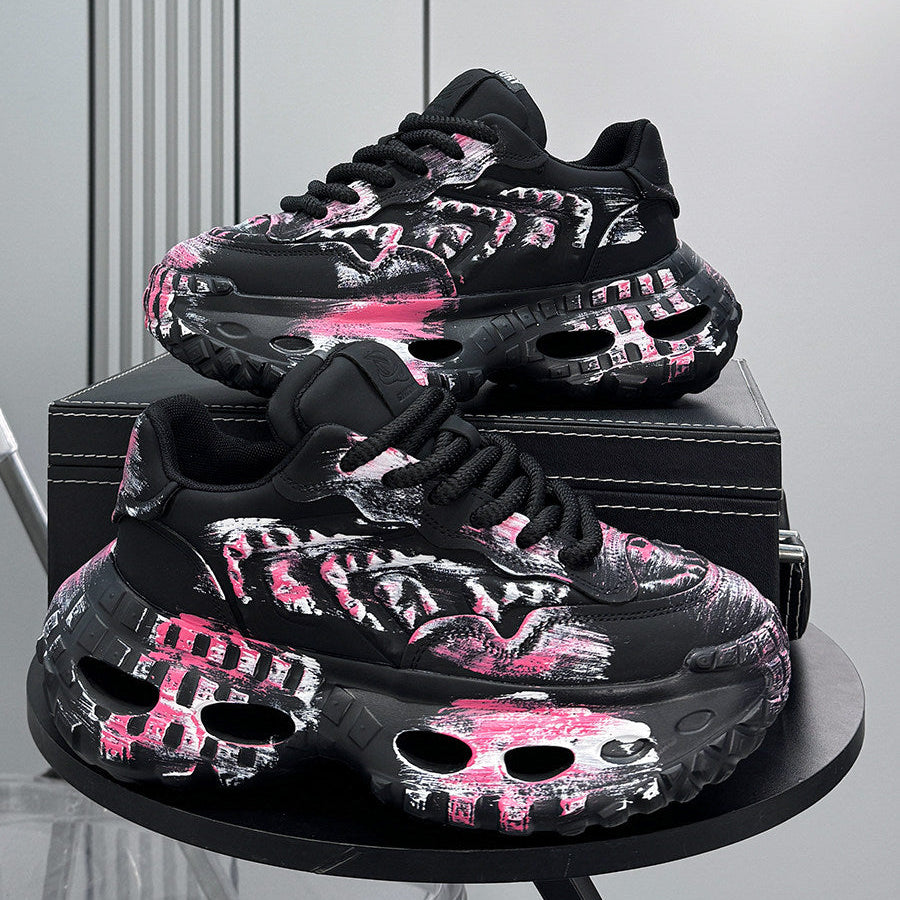 Paint Graffiti Print Chunky Sole Sneakers WN24657