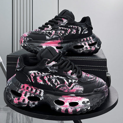 Paint Graffiti Print Chunky Sole Sneakers WN24657